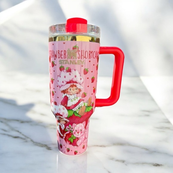 Stanley Red Strawberry Shortcake Tumbler with Straw and Straw Topper - Picture 2 of 3